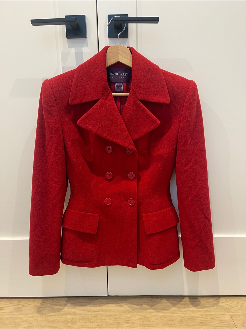 Ralph Lauren Collection Red Double-Breasted Wool Blazer Jacket - Size 4 -